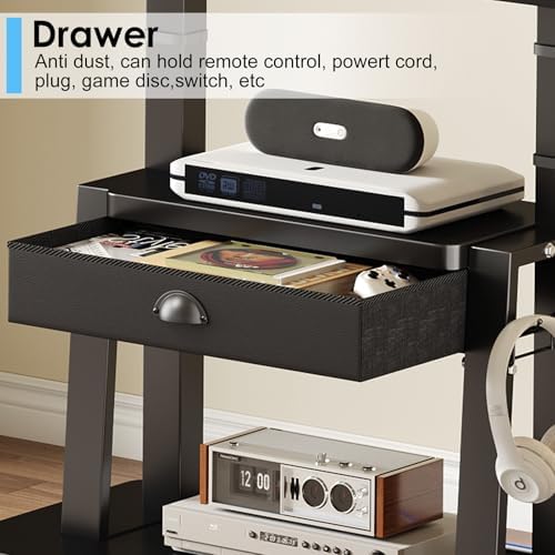 Mobile TV Stand on Wheels for 42-100 inch TVs up to 330lbs, Rolling TV Cart with Drawer & 2 Shelves, Adjustable Height, Portable TV Stand for Indoor Outdoor, Max VESA 600x900mm