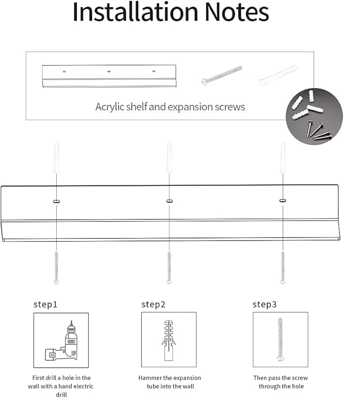 24 Inches Clear Floating Shelves (2 Pack)