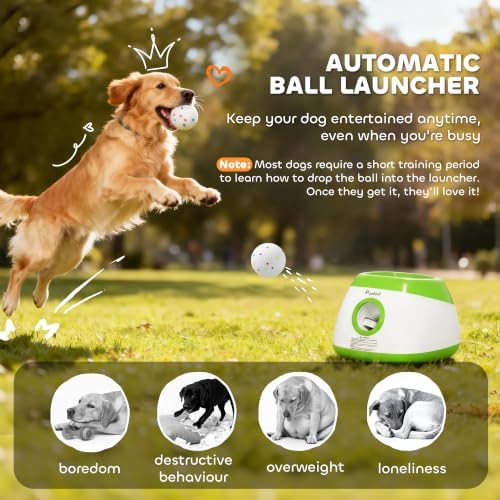 PawHut Automatic Dog Ball Launcher Remote Control for Large Breeds Green