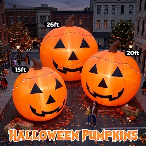 Giant 26Ft Halloween Inflatables Pumpkin Decorations, Blow Up Yard Decoration...