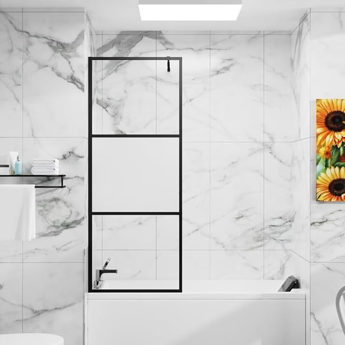 Goodyo Shower Door 34“ X 72” Fixed Frost Tempered Glass Shower Screen Panel (3 Pieces)