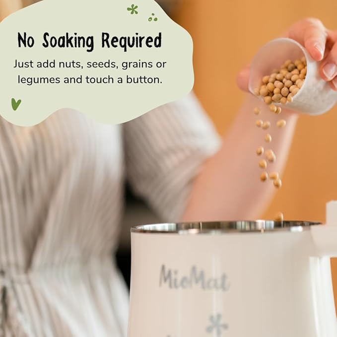 MioMat 8in1 Plant Based Milk Maker | Make 40oz of Natural Almond Milk, Soy Milk