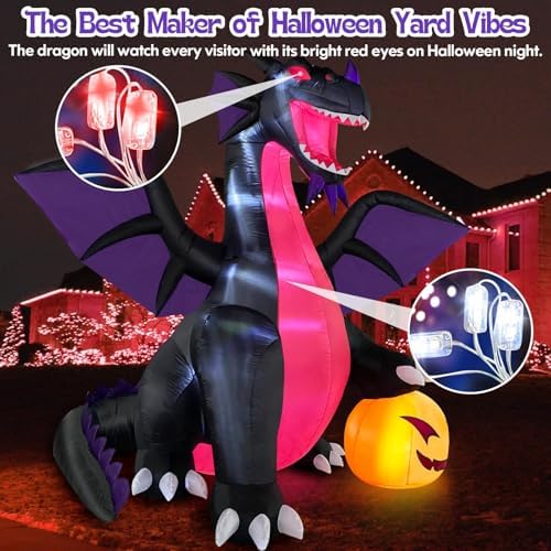 Danxilu 9FT Halloween Inflatable Dominating Dragon with Pumpkin Decoration