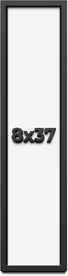 8x37 Shadow Box Frame Black | 1 Inch Deep Solid Wood Shadowbox Display Frame |