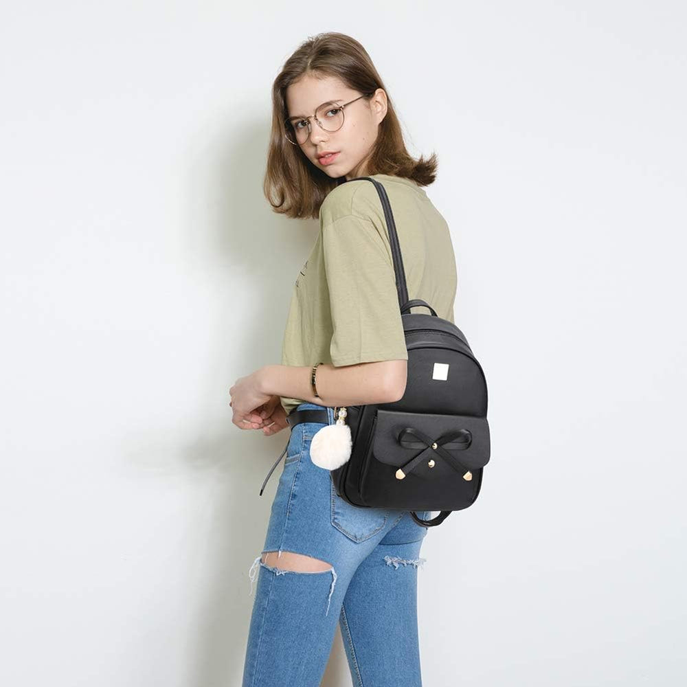 I IHAYNER Girls Bowknot 3-Pieces Fahsion Leather Backpack Backpack Purse for ...