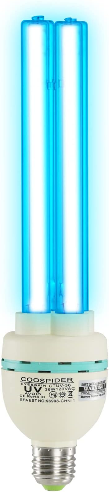 36 Watts Ozone UVC Light Bulb, 185nm wavelength UV Lamp