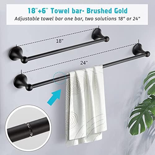 8 Piece Bathroom Accessory Set(Adjustable Towel Bar, Towel Ring, Toilet Paper Holder,Towel Robe Hook), Wall Mounted Bathroom Hardware Accessories Set,Oil Rubbed Bronze