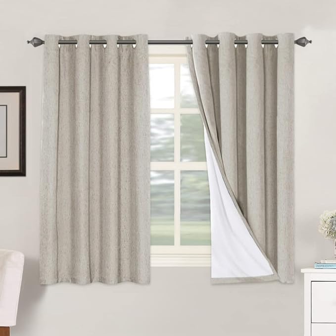 H.VERSAILTEX Linen Blackout Curtains 54 Inches Long 100% Absolutely Blackout