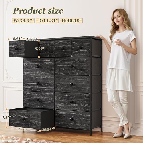 Romorgniz Dresser for Bedroom, Tall Vertical Storage Cabinet,12 Drawers