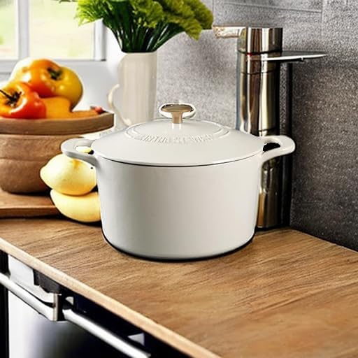 MARTHA STEWART Gatwick 7-Quart Enamel Cast Iron Dutch Oven – Linen White