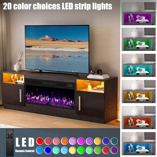 VITESSE 70”Fireplace TV Stand,Modern Entertainment Center Heating Fireplace