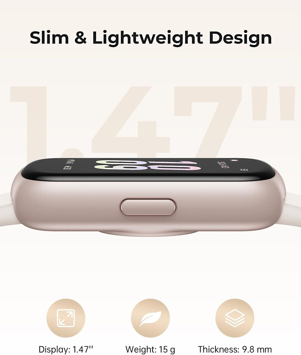 fitness tracker with 24/7 heart rate monitor, sleep shown in use
