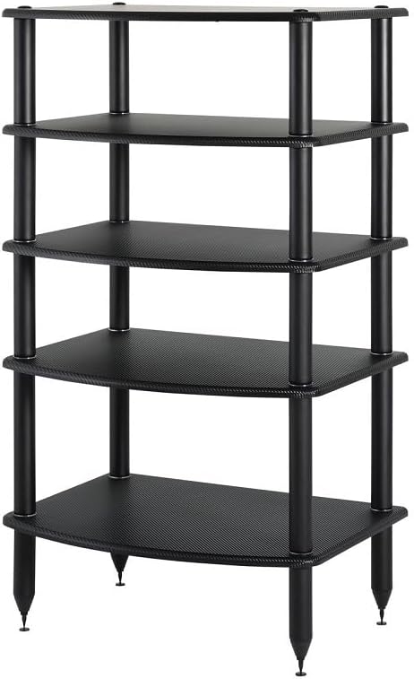 Pangea Audio Vulcan Five Shelf Audio Rack, Media Stand, and Components Cabinet 5 Shelf Carbon