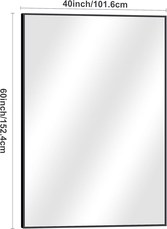 Black Bathroom Mirror for Wall, 60x40 Inch Rectangle Mirrors
