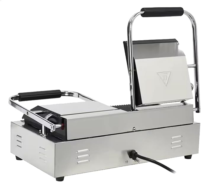 Commercial Panini Press With Grooved Grill Sandwich Maker Machine Electric