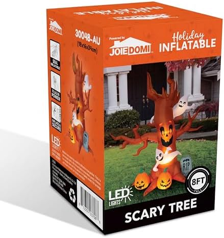 Joiedomi 8FT Halloween Inflatable Scary Tree with Ghost Decor,Blow Up Inflatables with Build-in LEDs Pumpkin and Tombstone