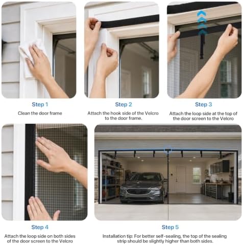 Heavy Duty Garage Screen Door for 1 Car Garage Pull Down, LOVIGA 8×7FT Magnetic Fiberglass Garage Door Screen Garage Net Screen with Magnet, Tear-Resistant, Easy Assemble, Fine Mesh Keep Bugs Out