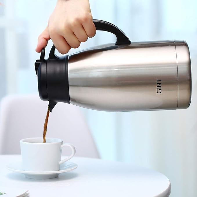 GiNT Stainless Steel Thermal Coffee Carafe, Double Walled Vacuum Water and