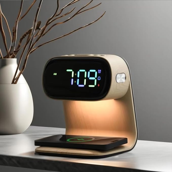 AYI 3in1 Multi-Functional Wireless Charging Alarm Clock Smart Night Light Qi