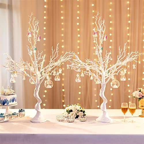 Sziqiqi White Artificial Trees for Wedding Party Decoration Fake Tree Indoor for Home Decor Centerpiece Table Decorations Christmas Halloween 3.4ft Tall