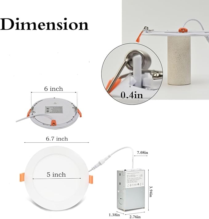 MKUJOO 36 Pack 6 Inch Ultra-Thin LED Recessed Ceiling Light