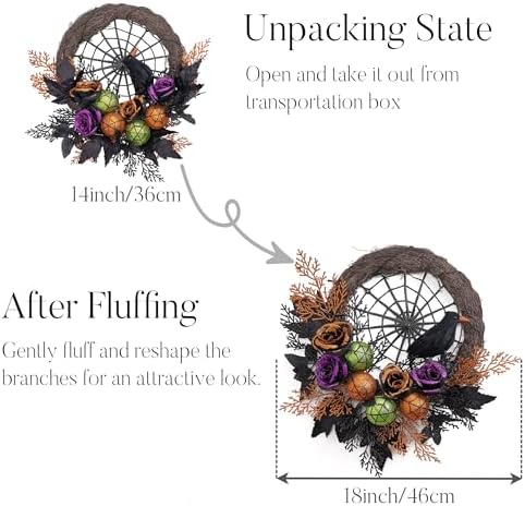 Valery Madelyn 18" Pre-Lit Halloween Wreath for Front Door Decor