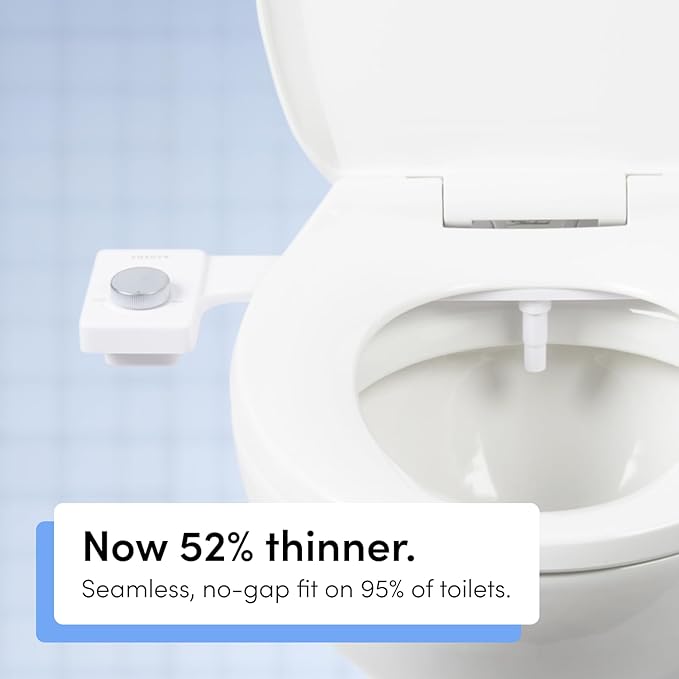 TUSHY Fresh Cool Water Bidet: Ultra Slim Toilet Seat Attachment Easy DIY