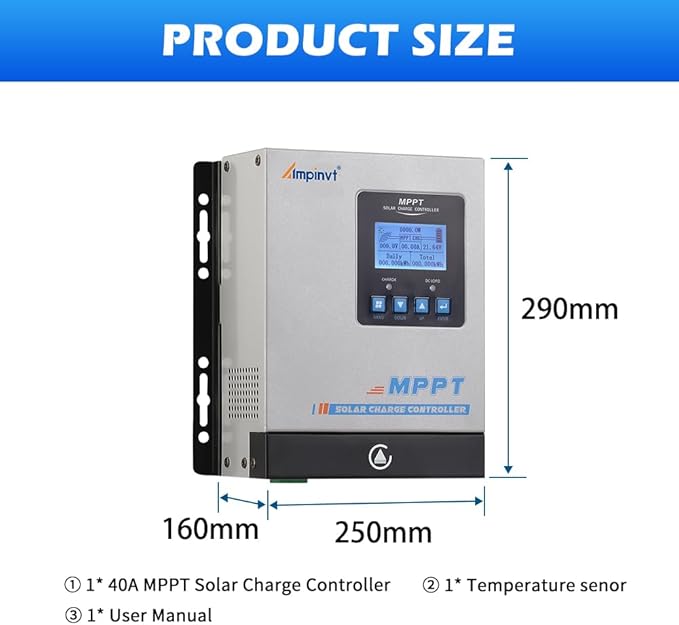 40A Solar Panel Charge Controller MPPT, Solar Battery Regulator 12v 24v 36v 48v