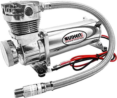 Vixen Air 12V Air Suspension Kit with 200 PSI Compressors and 5 Gallon Tank Onboard Air Ride System for Truck, RV, Car | for Air Bags, Air Springs, Load Leveling, Towing, Train Horns, VXX1208GW/4852DC