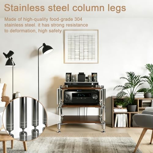 Heavy Duty AV Media Stand, AV Component Stand with Stainless Steel Bracket, S...