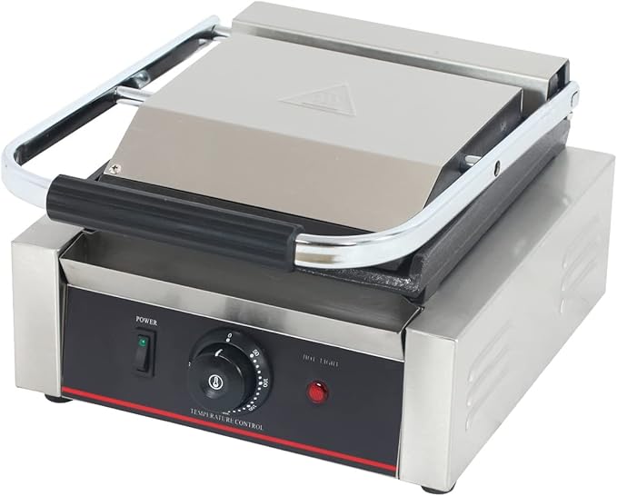 Commercial Panini Press With Grooved Grill Sandwich Maker Machine Electric