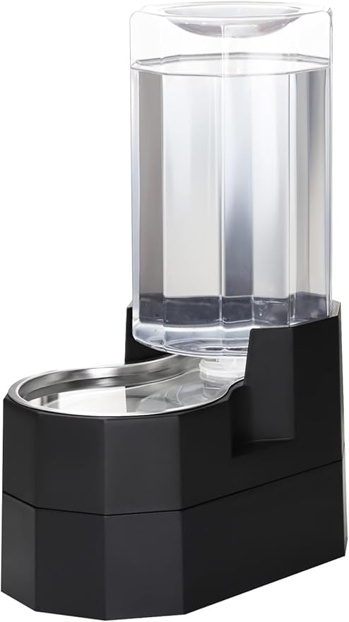 Sfozstra Raised Pet Water Dispenser: 8L Black Automatic Stainless Steel Gravity