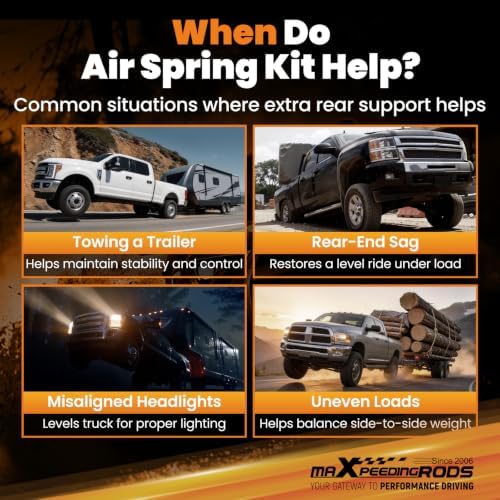 maxpeedingrods 5000 lbs air suspension bag kit for, front angle view