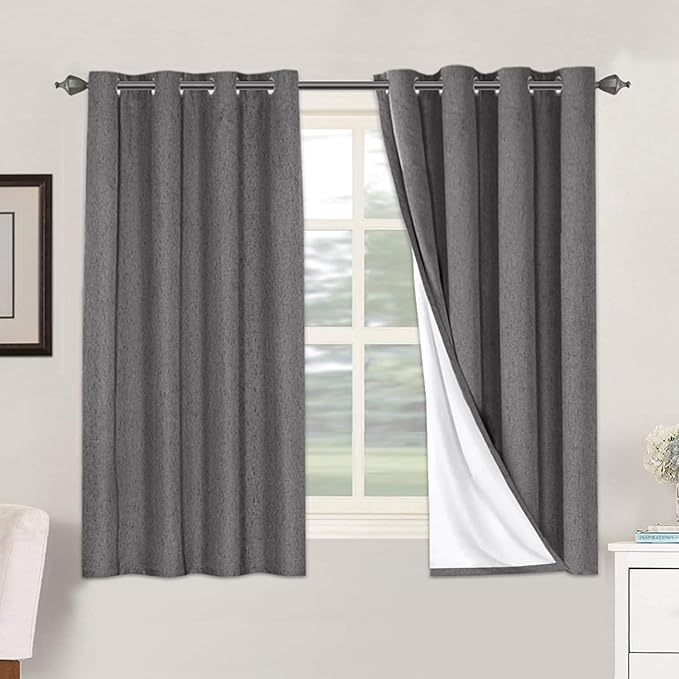 H.VERSAILTEX Linen Blackout Curtains 54 Inches Long 100% Absolutely Blackout