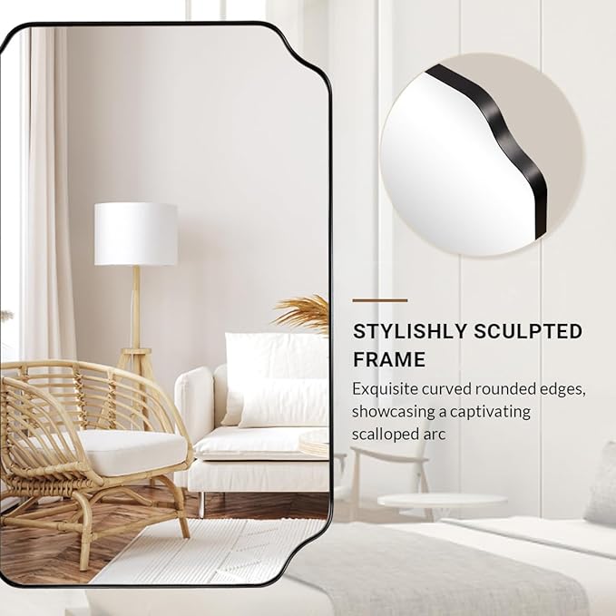 ANDY STAR 30x40 Inch Matte Black Mirror, Unique Rectangle Mirror