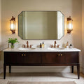 ANDY STAR 30"x48" Brushed Bronze Rectangle Mirror, Large Scalloped Bathroom