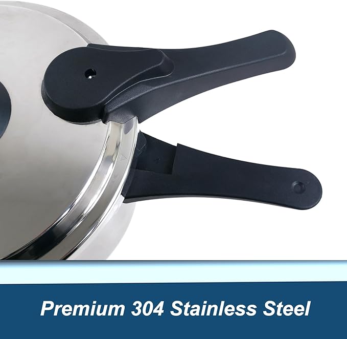 XINFU Heavy Duty 304 Stainless Steel Pressure Cooker 6.3 Quart, Serves 4-6