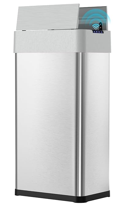 Arlopu 21.1 Gal Automatic Trash Can, 80L Stainless Steel Motion Sensor Garbage