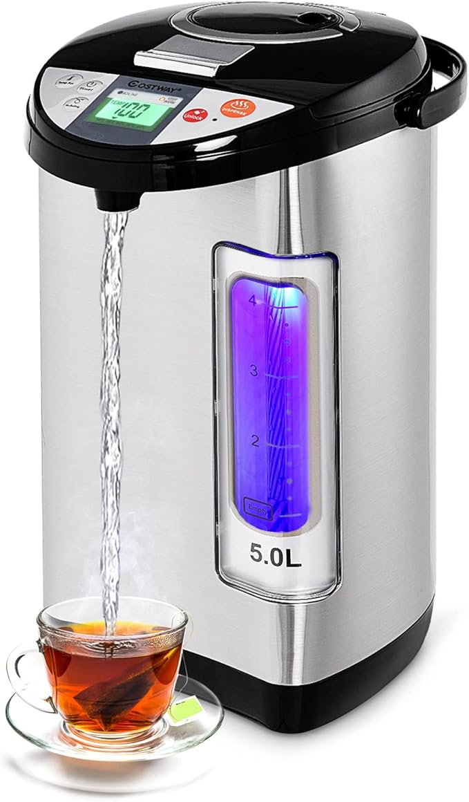 COSTWAY Instant Electric Hot Water Boiler and Warmer, 5-Liter LCD Water Pot