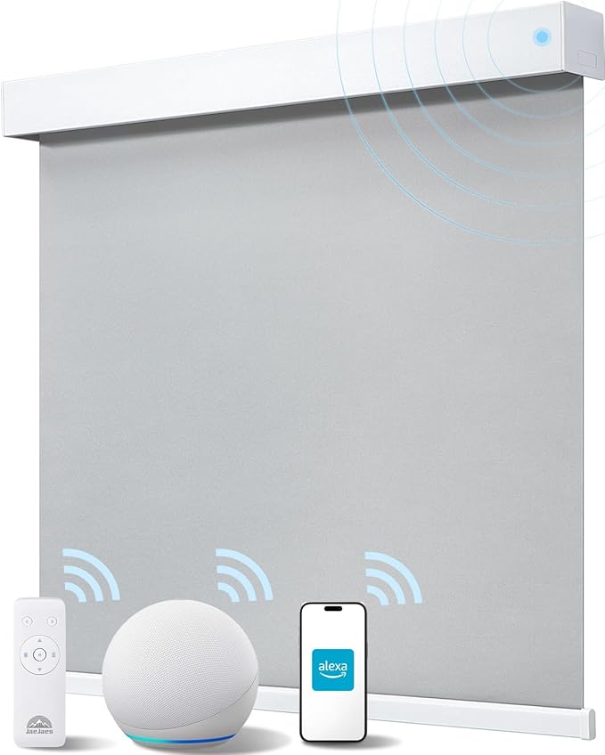 Smart Roller Shades for Windows, Alexa Blackout Motorized Blinds