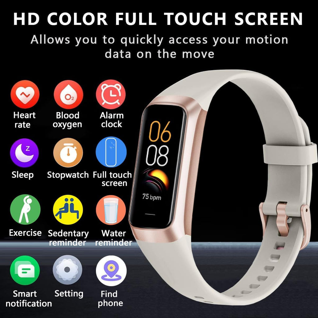 troty fitness tracker with heart rate/blood oxygen/sleep monitor shown in use
