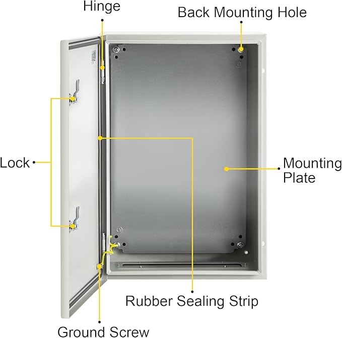 VEVOR NEMA Steel Enclosure, IP66 Waterproof & Dustproof, Outdoor/Indoor