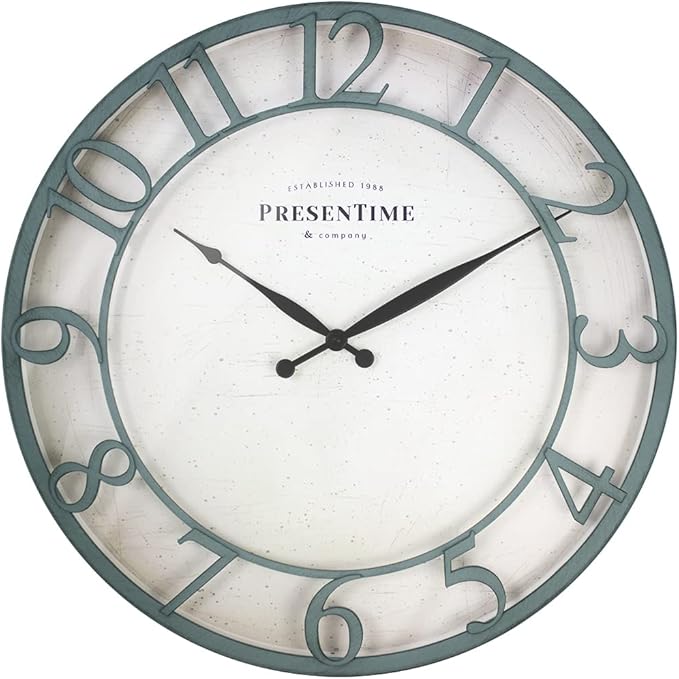 Presentime & Co 21" Farmhouse Series Wall Clock, Vintage Style, Retro Clock