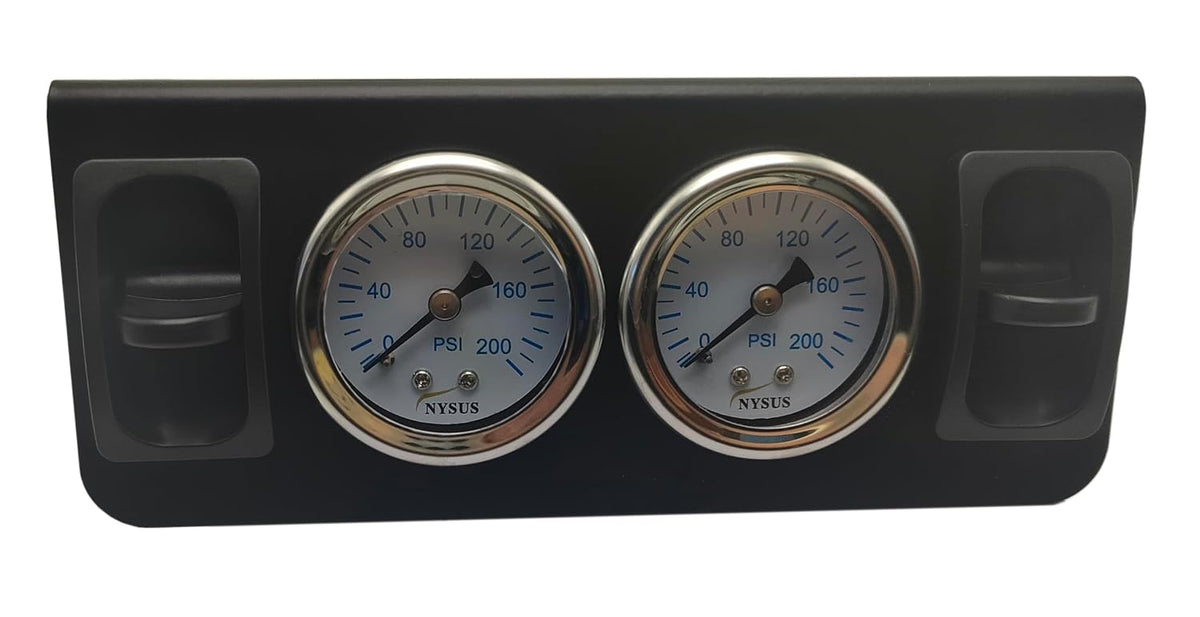 NYSUS Dual Air Gauge Controller Panel Paddle Valve Gauge with Paddle Switch for Air Suspension Kit Controller (Paddle Valve)