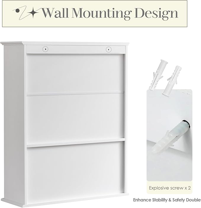 Bathroom Wall Cabinet, Over Toilet Storage Hanging Cabinet Adjustable Shelves
