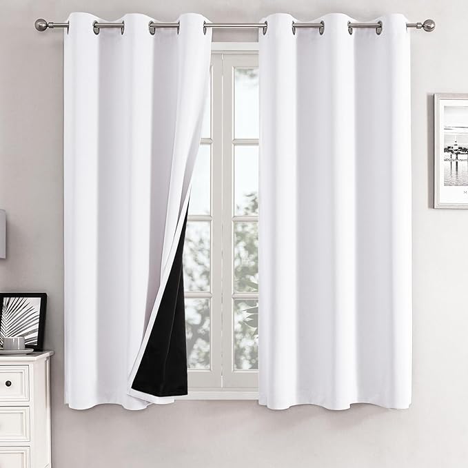 ChrisDowa White 100% Blackout Curtains