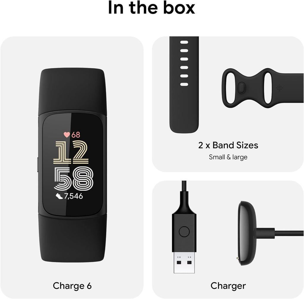 fitbit charge 6 activity tracker heart rate monitoring, front angle view