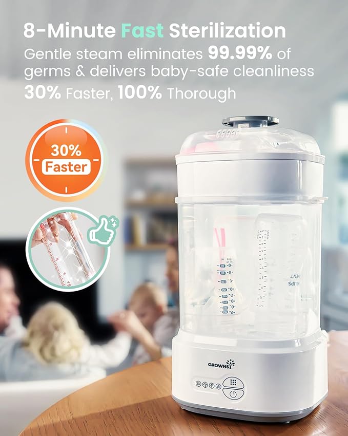 GROWNSY Bottle Sterilizer and Dryer, Compact Electric Steam Baby Bottle