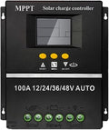 Saooer 100A MPPT Solar Charge Controller, 12/24/36/48V, LCD Display, Dual USB