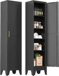 Narrow Metal Cabinet with 4 Adjustable Shelves and Barn Doors, Tall Bathroom